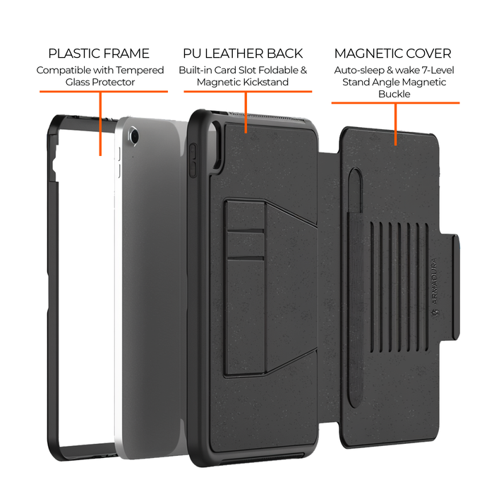 Armadura 10.9" iPad 10th + 11th PU Leather Folio Flip Case