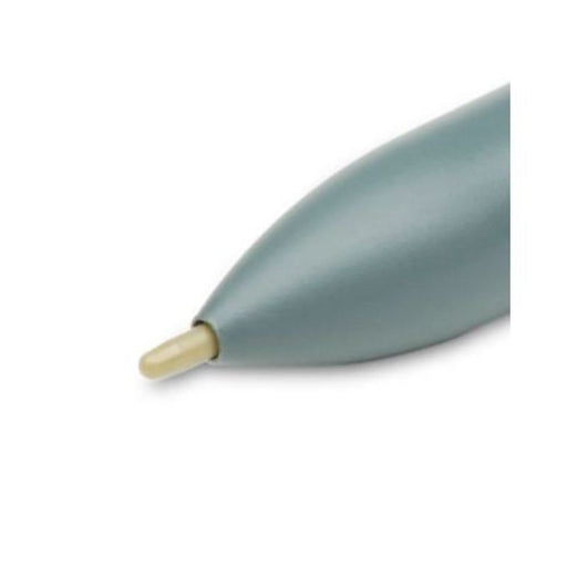 close up of Beige Promethean V3 Series ActivPen replacement nib in a dark grey Promethean stylus