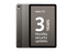 Nokia T21 Tablet in dark grey in portrait mode showing both front and back of the tablet.