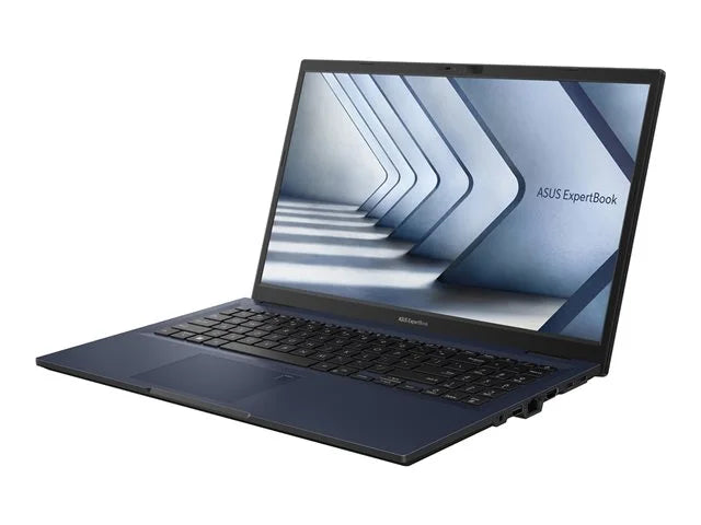 Angled photo of the ASUS Expertbook BR15 laptop in star black