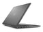 Side view of the Dell Latitude 3540 laptop in dark grey featuring a metallic Dell logo in a circle in the centre