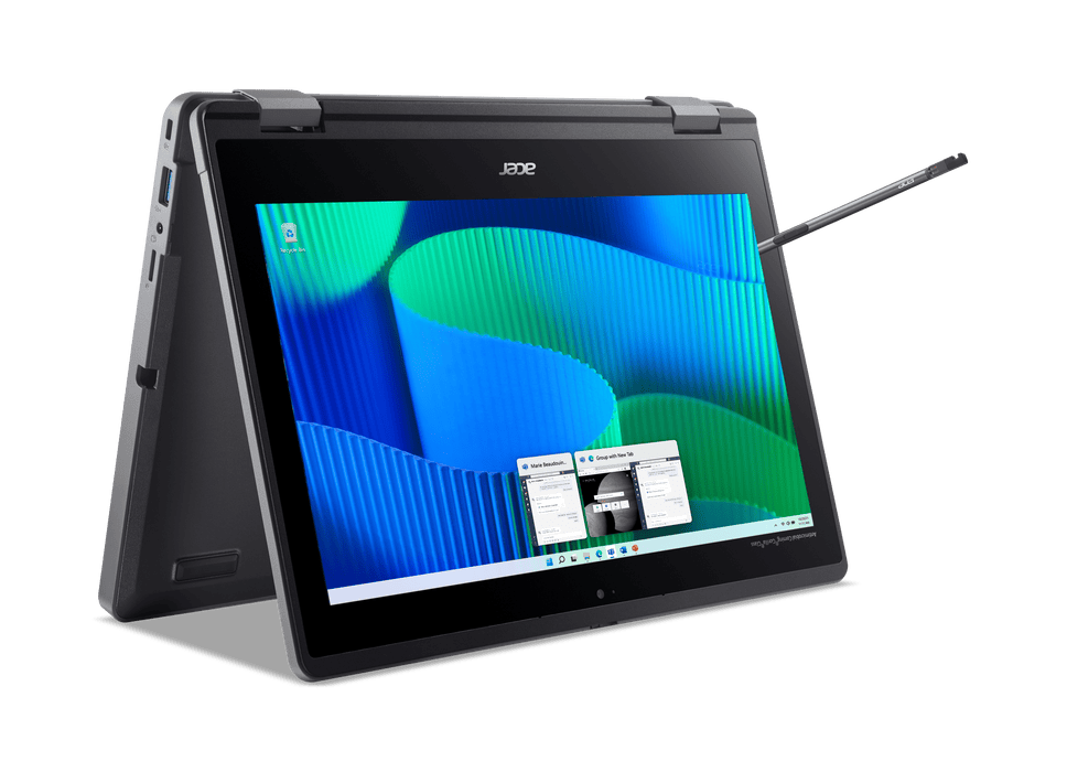 ACER TravelMate B3 Spin - 11.6" - IPS Touchscreen - Intel N200  - 8 GB RAM - 256 GB - Win 11 Pro Education - Shale Black