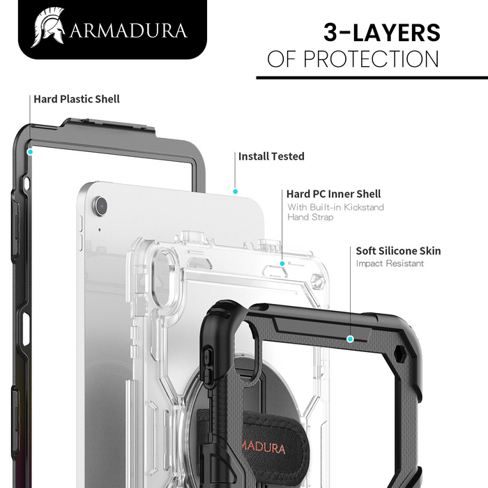 Armadura 10.9" iPad 10th + 11th Gen Rugged Case with Shoulder and Hand Strap