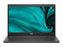 Front view of Dell latitude 3420 laptop in dark grey with silver "Dell" logo and teal swirl screensaver 