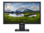 Front view of black Dell E2221HN monitor with a small silver Dell logo at the bottom of the screen featuring a screensaver of mountains and a lake.