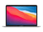 Front view of Apple Macbook Air laptop in space grey with multicoloured wave screensaver